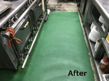 宇都宮市、ホテル厨房　床塗装工事リフォーム事例