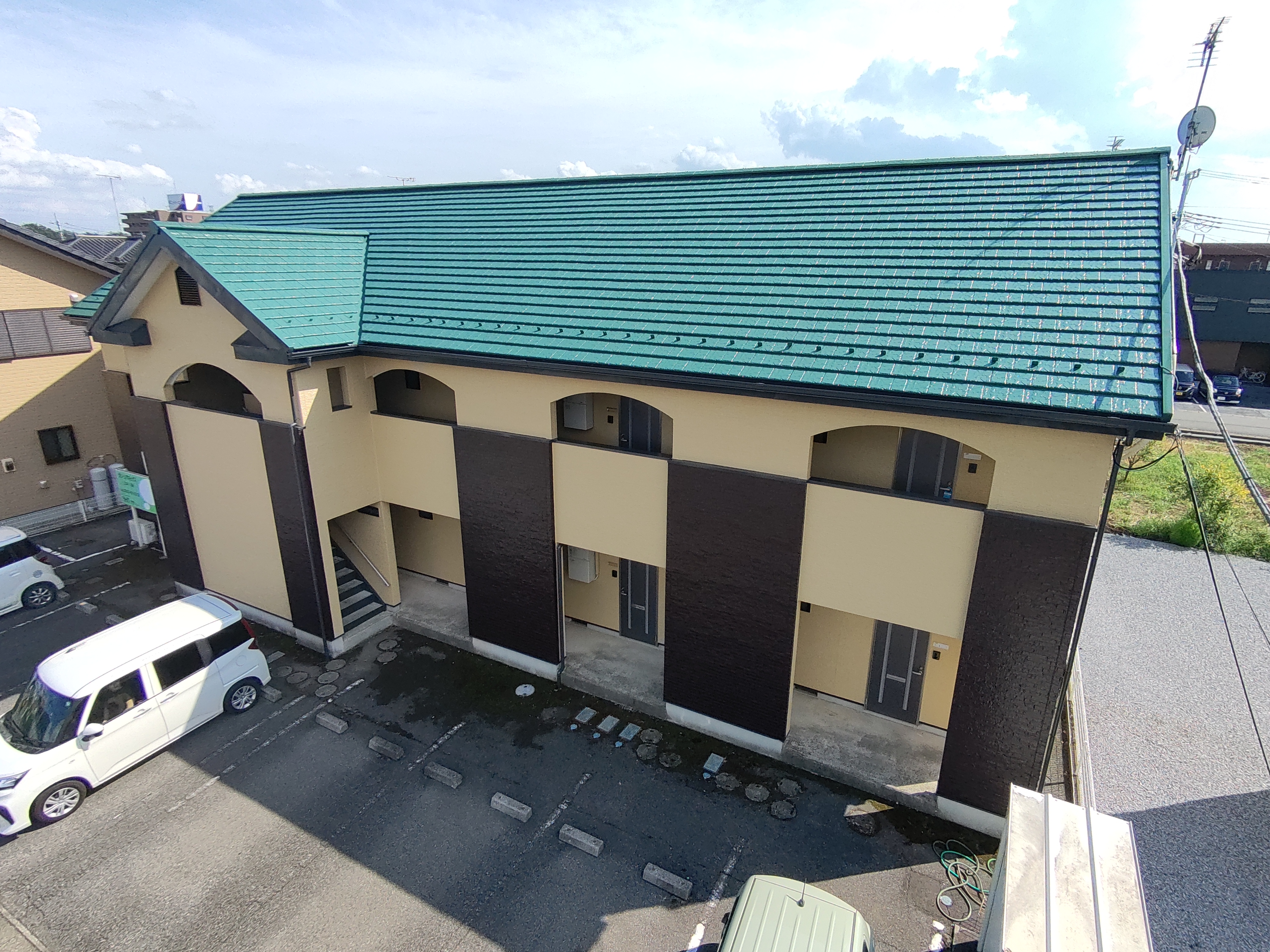下野市で外壁塗装を施工したアパートの紹介です